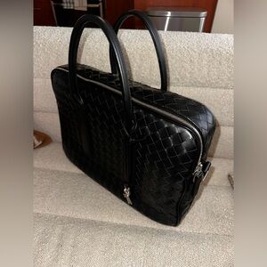 Bottega Veneta Men’s Getaway Briefcase in Black